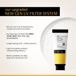 Deconstruct 5% Vitamin C Gel Sunscreen for Oily Skin SPF 50 PA++++ | Brightens Skin Tone | New Gen UV Filters